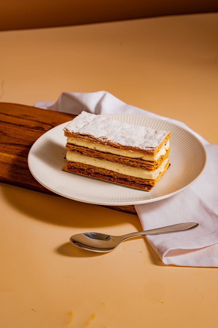 Mille Feuille French Mille-Feuille layered with vanilla pastry cream.